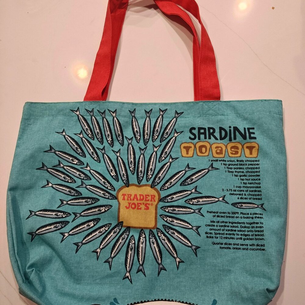 Trader Joe's Sardine Print Reusable Bag Tote - image 2